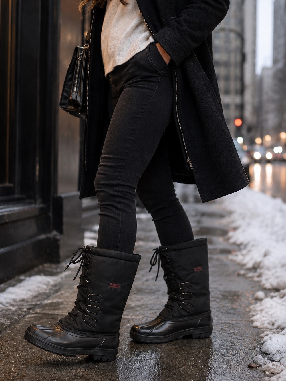 SOREL Women’s Black Winter Snow Duck Tall Boots 9 NEW